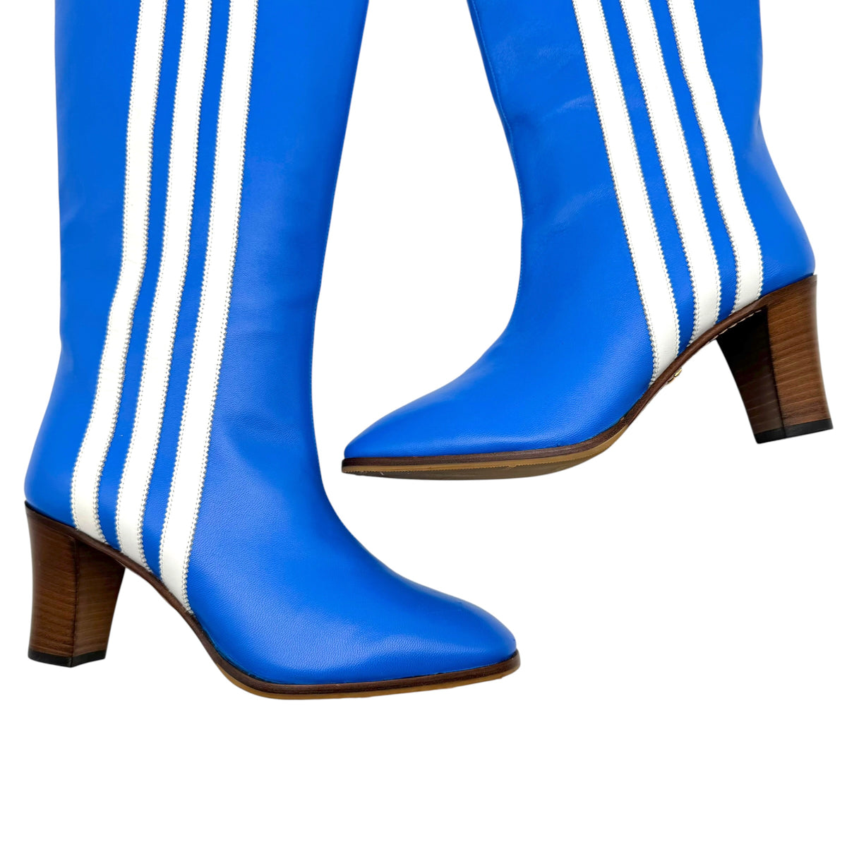 Gucci x Adidas Blue Leather Heeled Boots