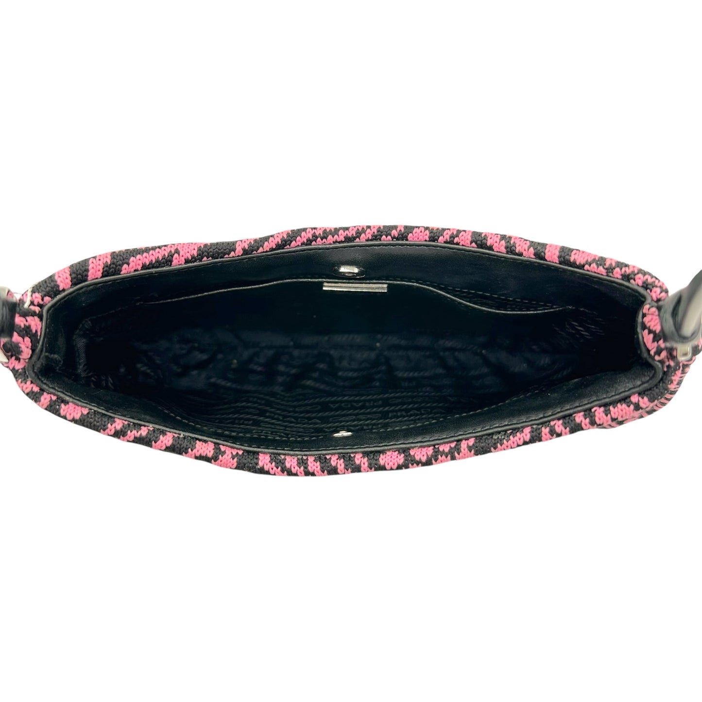 Prada Black & Pink Maglia Jacquard Knit Cleo Bag