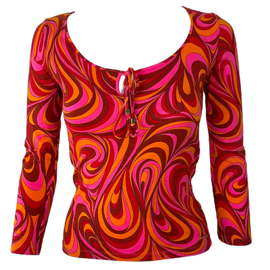 Celine by Michael Kors Pink & Orange Swirl Print Blouse