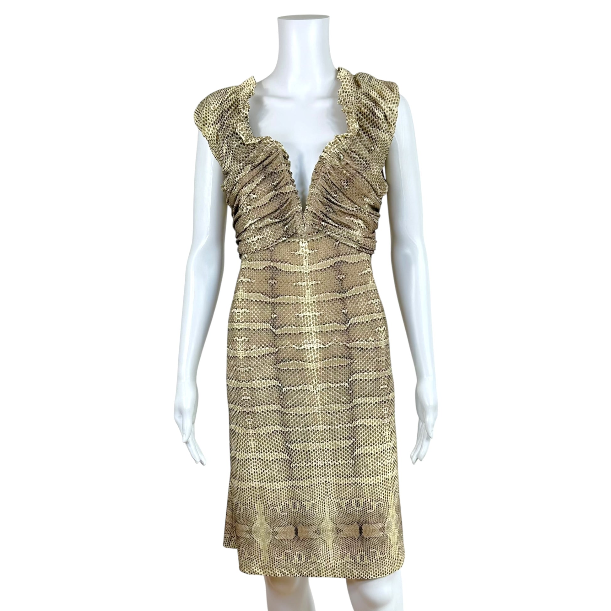 Roberto Cavalli Off-Shoulder Snakeskin Print Mini Dress