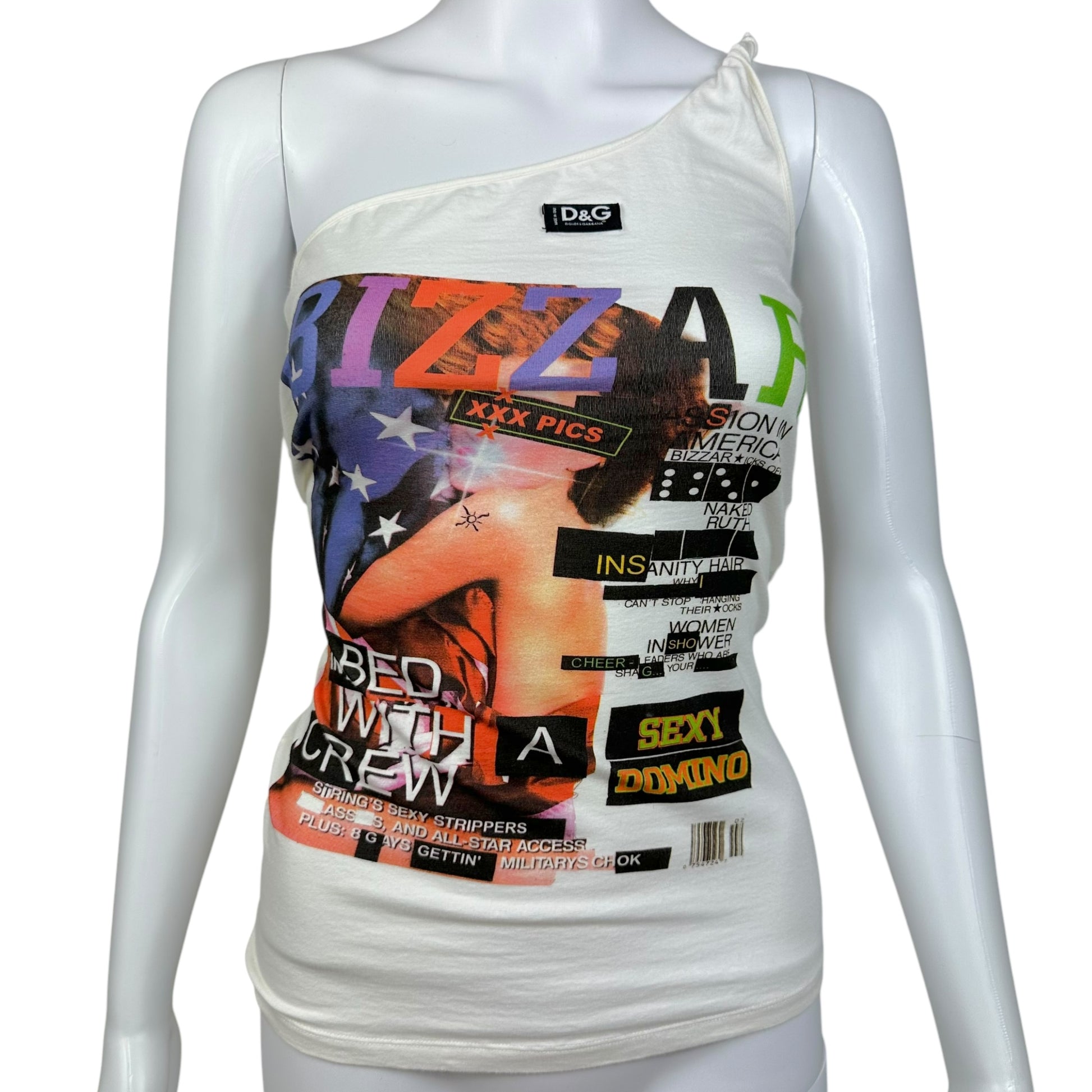 D&G Dolce & Gabbana Bazaar Magazine Graphic One Shoulder Tank - Outfit Repeater