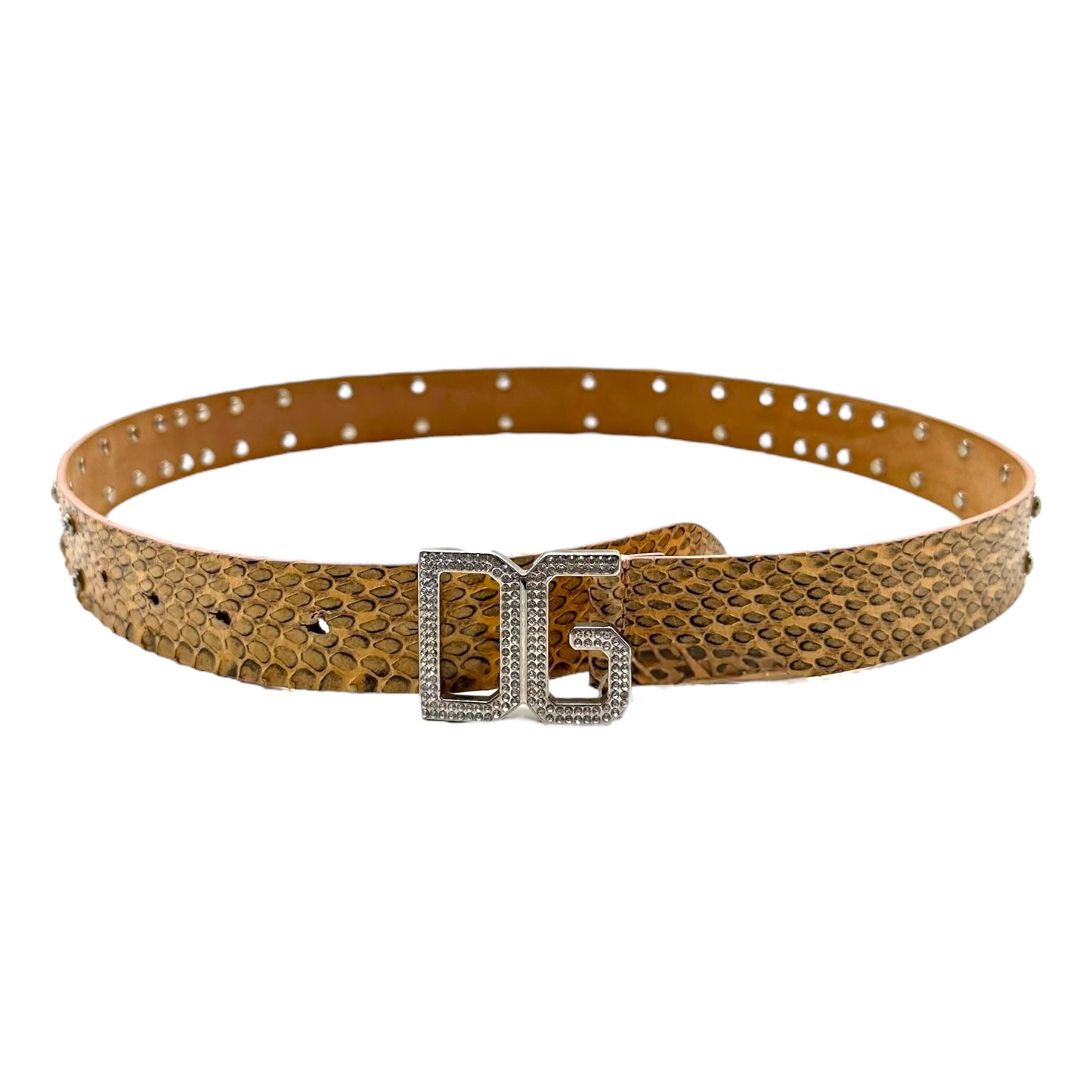 Dolce & Gabbana Yellow Python Studded Logo Belt