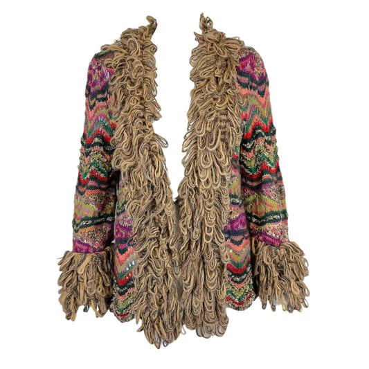 Missoni Pink & Green Multicolor Wool Knit Penny-Lane Style Cardigan