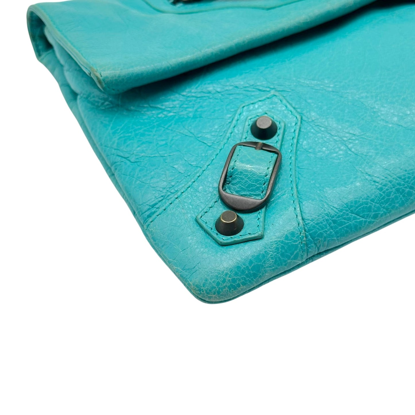 Balenciaga Turquoise Blue City 2-Way Clutch Bag