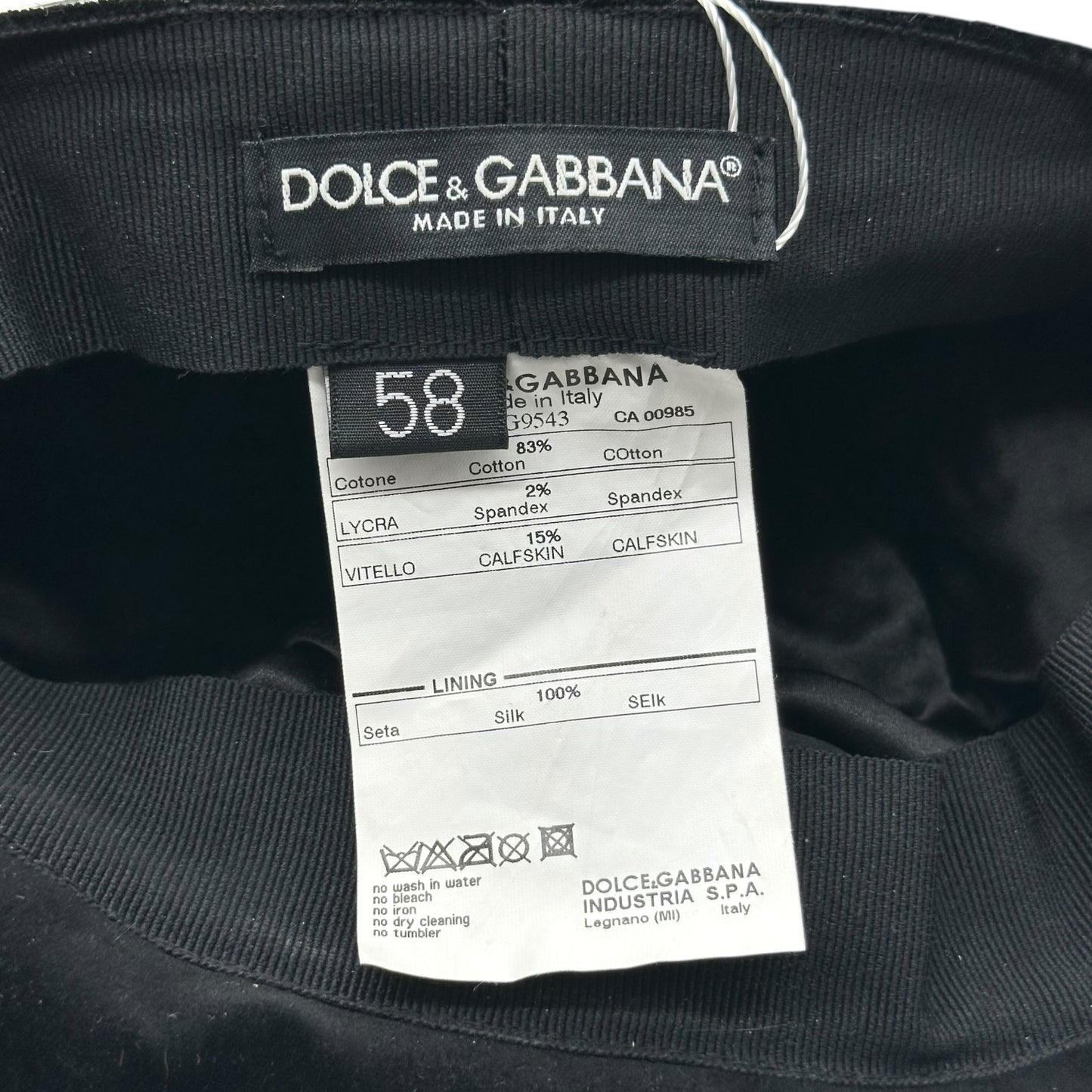 Dolce & Gabbana Black Velvet & Silver Logo Chain Hat