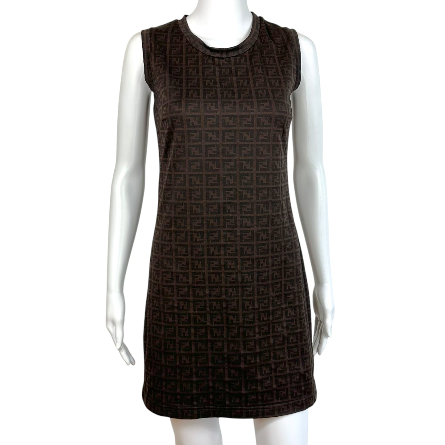Fendi Brown & Black Zucca Monogram Mini Dress