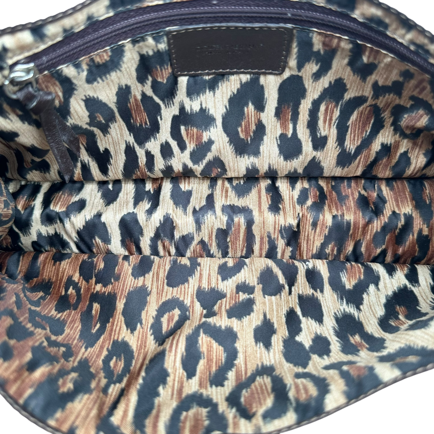 Dolce & Gabbana Brown Leather Navy Lace Up Side Shouler Bag