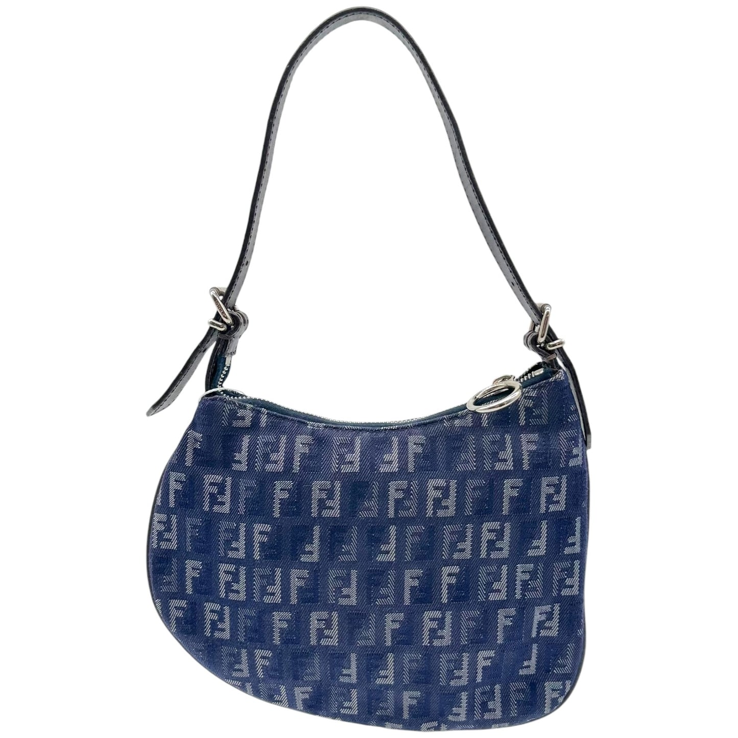 Fendi Blue Denim Zucchino Monogram Oyster Bag