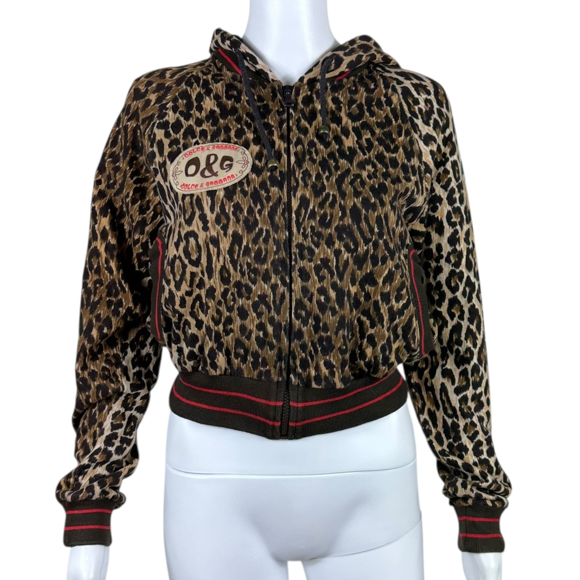 D&G Dolce & Gabbana 'My Favorite Jogging Clothes' Leopard Print Crop Hoodie - Outfit Repeater