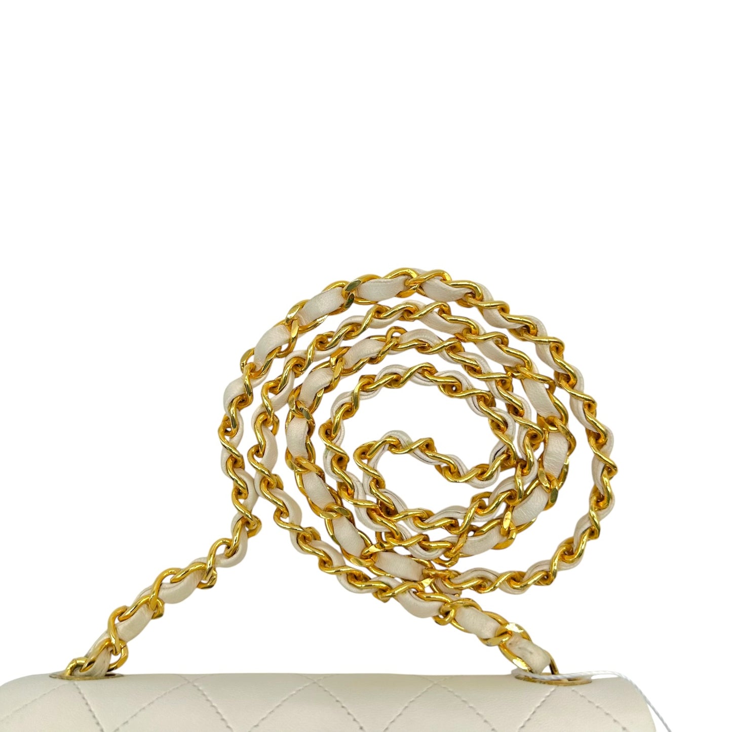 Chanel White Matelasse Lambskin & Gold Small Classic Flap Bag 1986-88