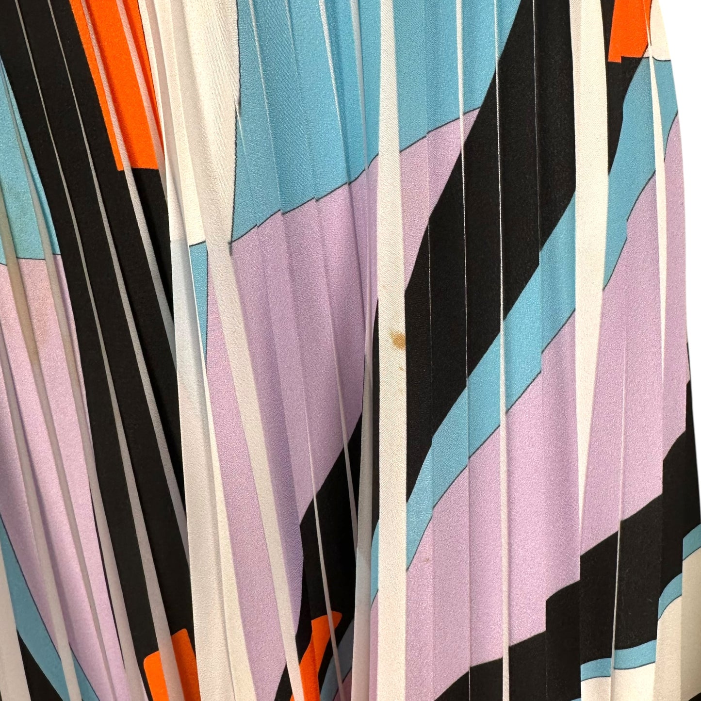 Emilio Pucci Pleated Multicolor Printed Silk Maxi Skirt