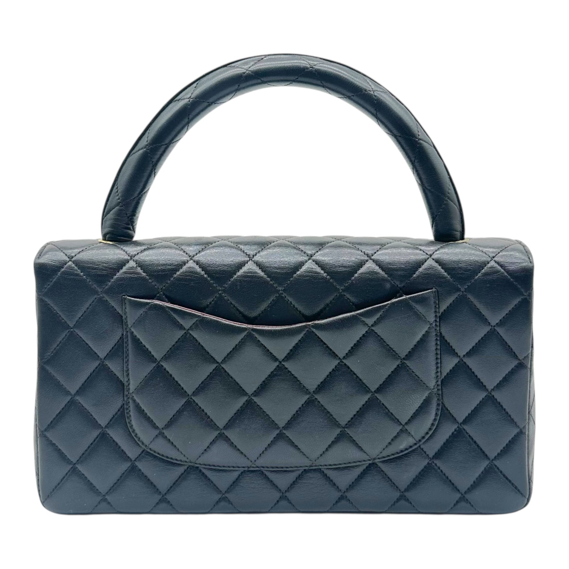 Chanel Black Lambskin Top Handle Flap Bag