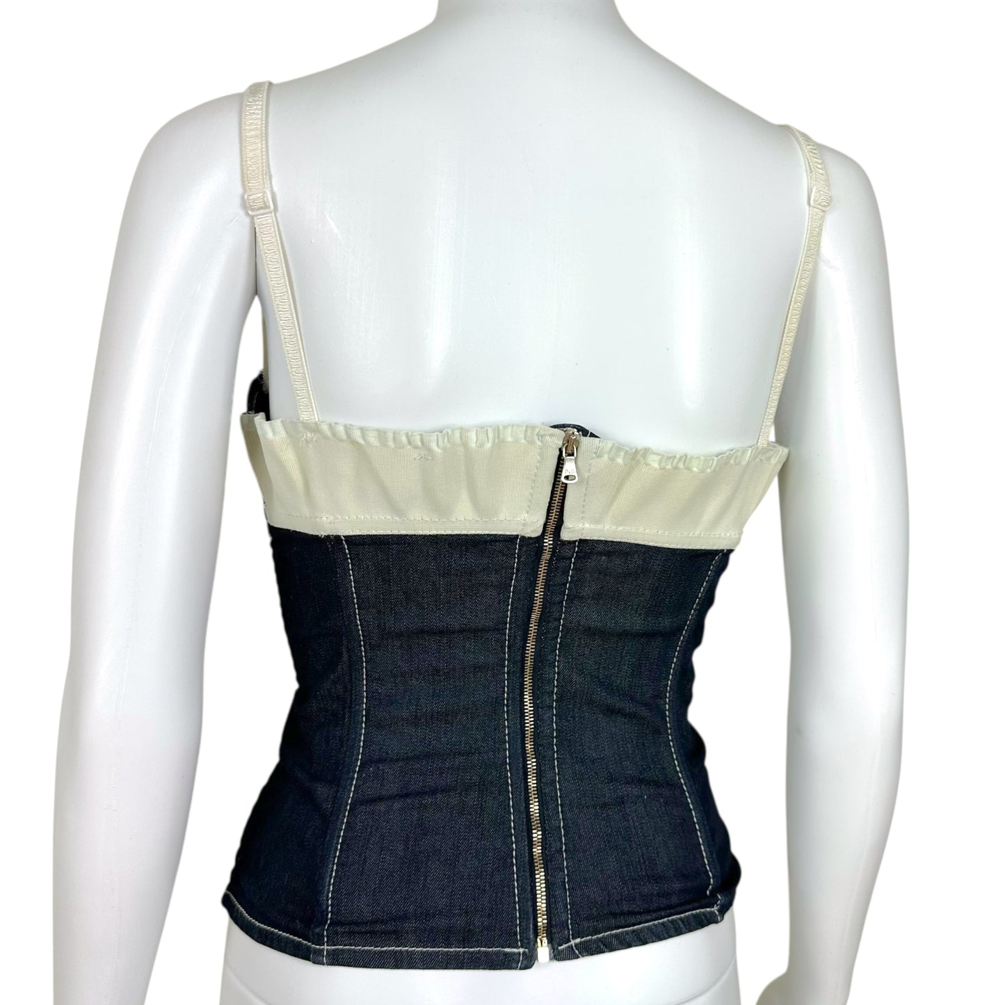 Dolce & Gabbana Lace Up Denim Corset Top Dark Blue