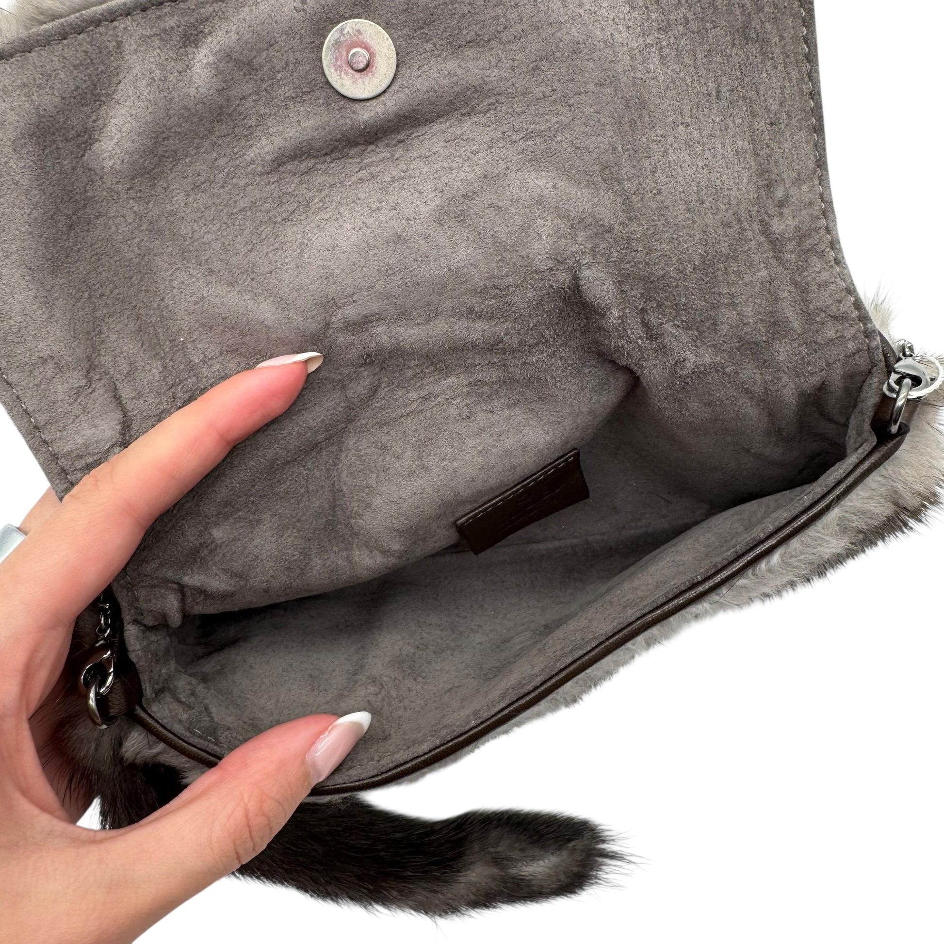 Gucci by Tom Ford Fall 2004 Gray Mink Dragon Clasp Mini Bag RARE - Outfit Repeater