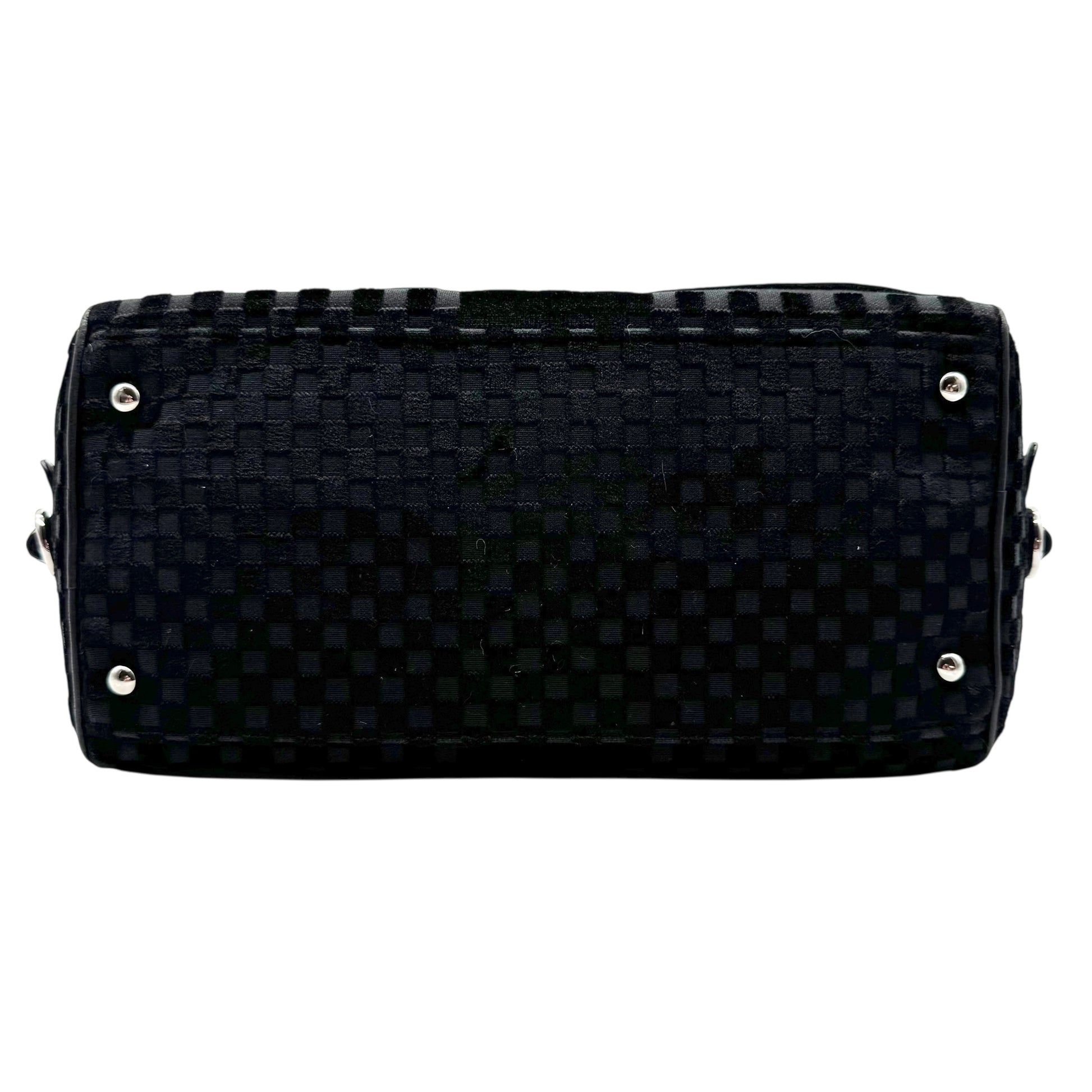 Chanel Black Lambskin & Velvet Checkered Logo Shoulder Bag 2005-06 - Outfit Repeater