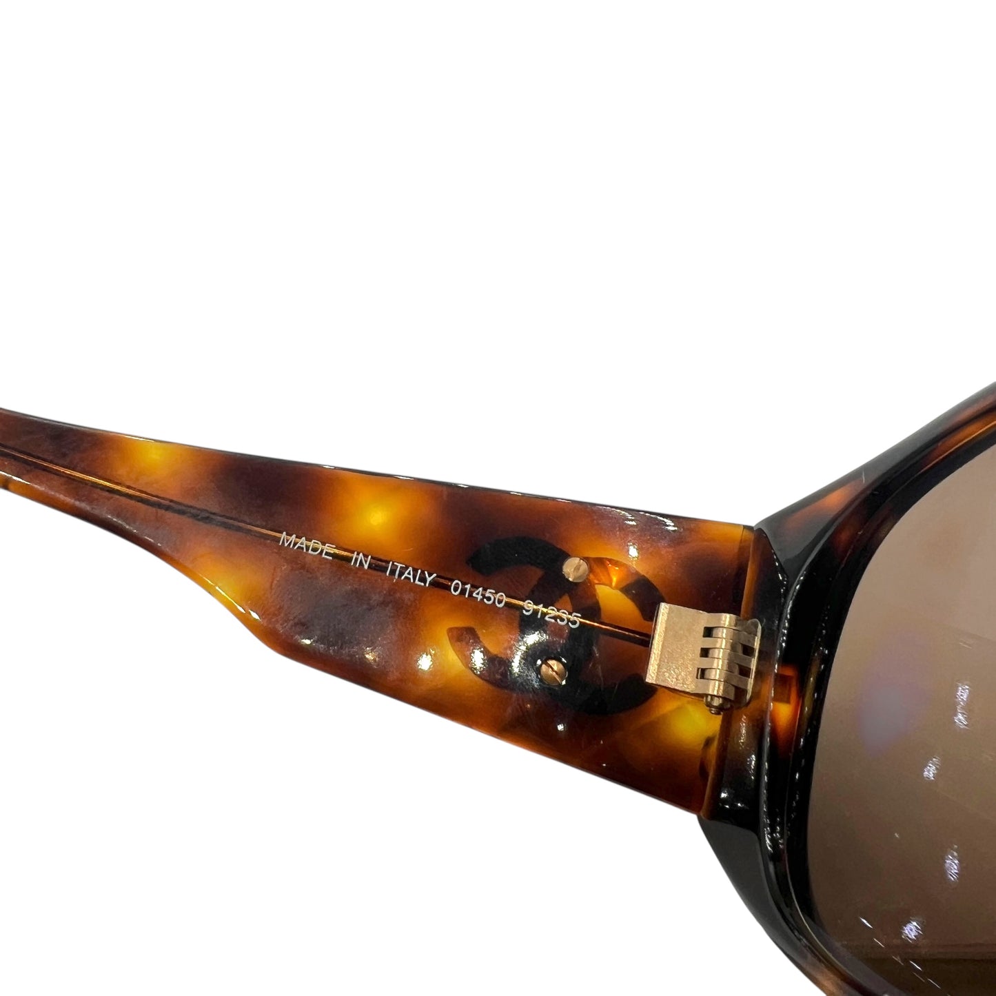 Chanel 90's 01450 Brown Tortoise Matelasse Quilted Sunglasses w/ Case