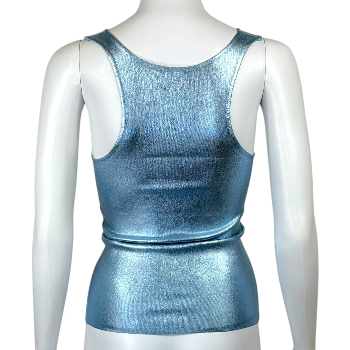 Tom Ford 2021 Light Blue Metallic Knit Tank Top