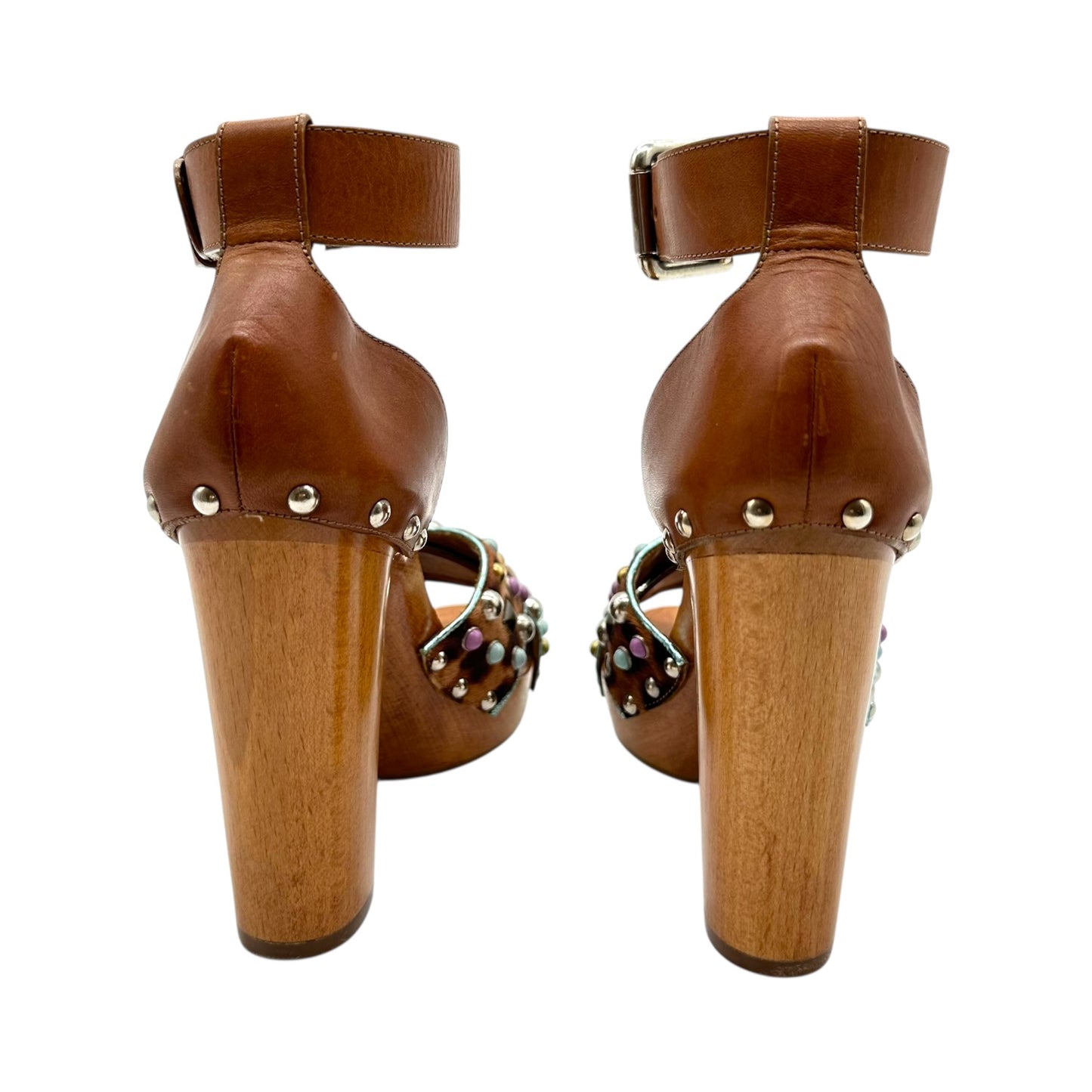 Dolce & Gabbana Studded Leopard Wooded Platform Heels