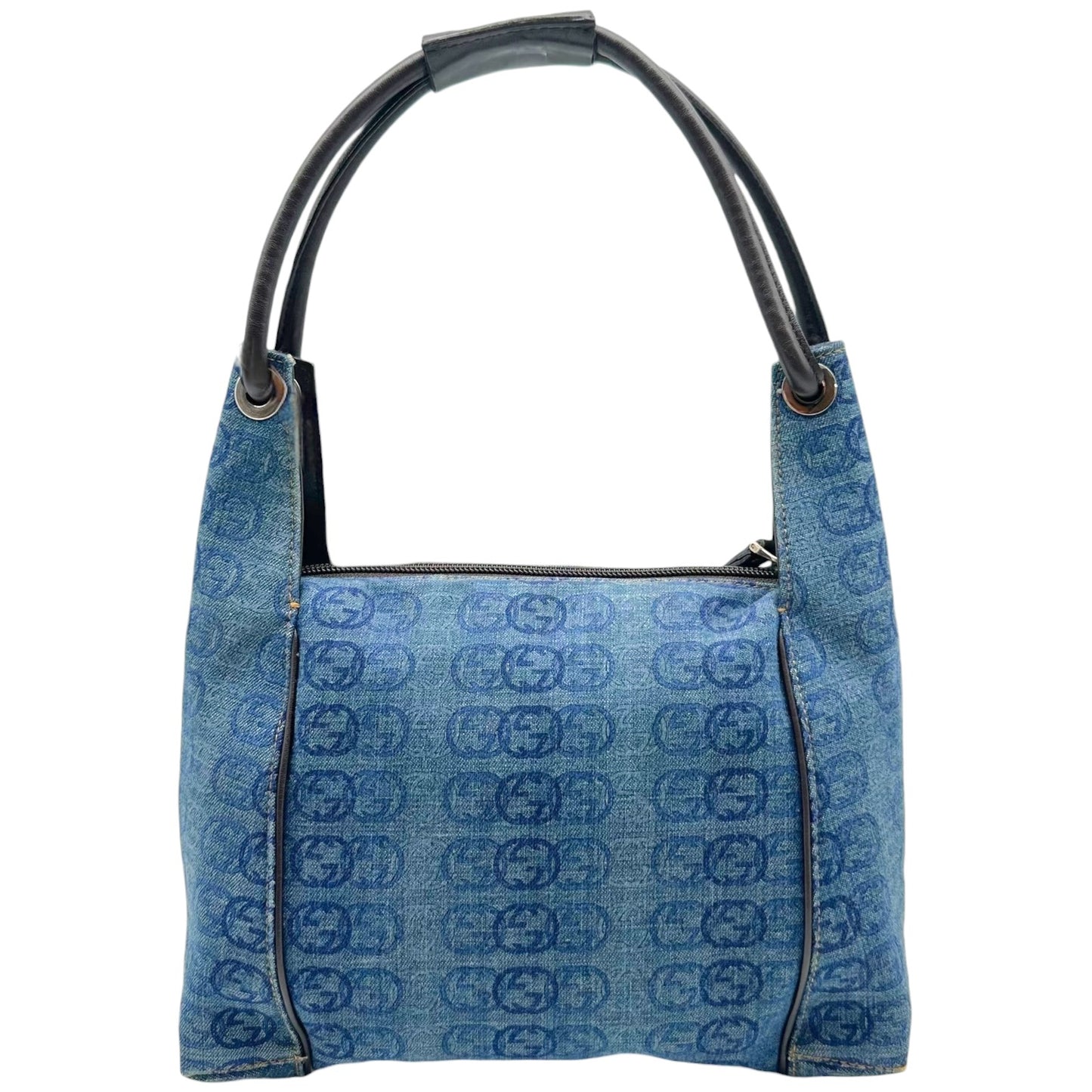 Gucci Denim Monogram Mini Hobo Shoulder Bag