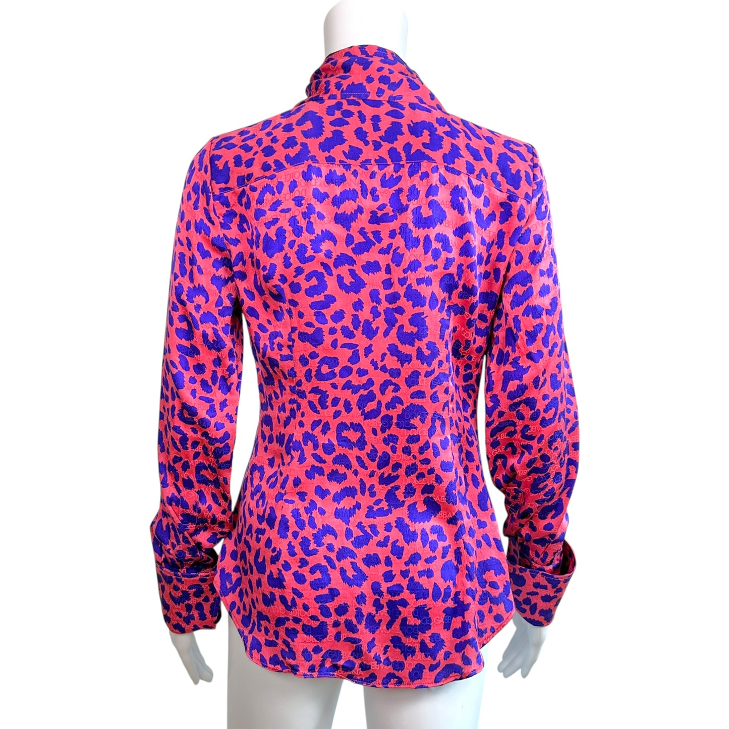 Dolce & Gabbana Silk Blouse Pink Purple Leopard Print