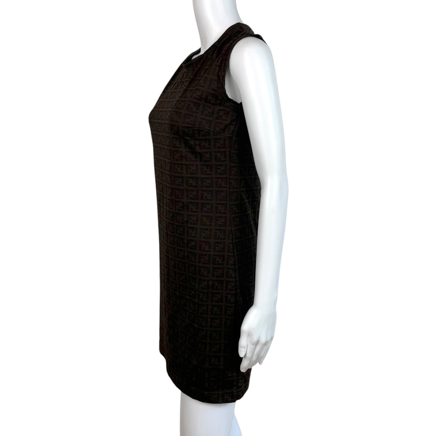 Fendi Brown & Black Zucca Monogram Mini Dress