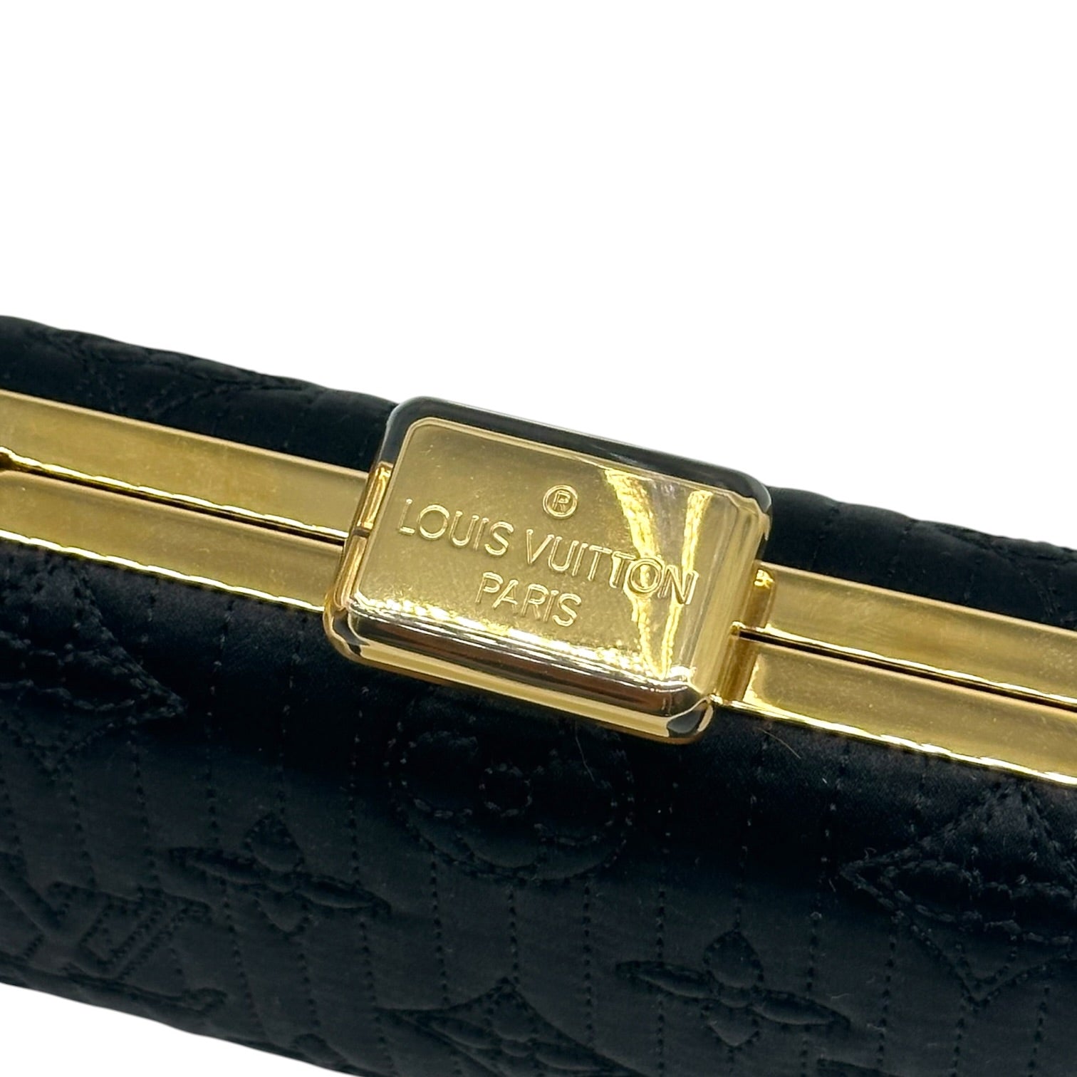 Louis Vuitton Black Gold Monogram Minaudière Clutch Bag