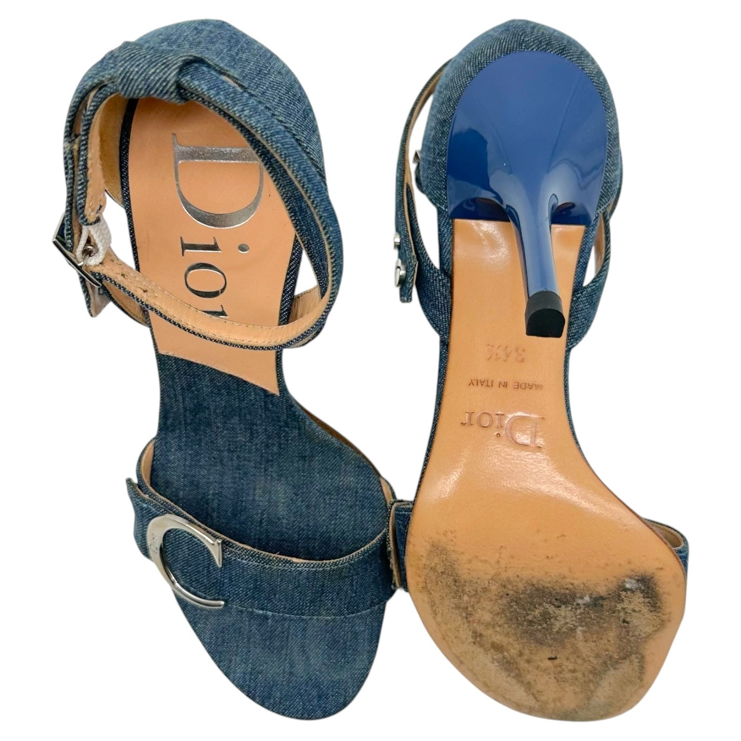 Christian Dior Denim CD Logo Heeled Sandals