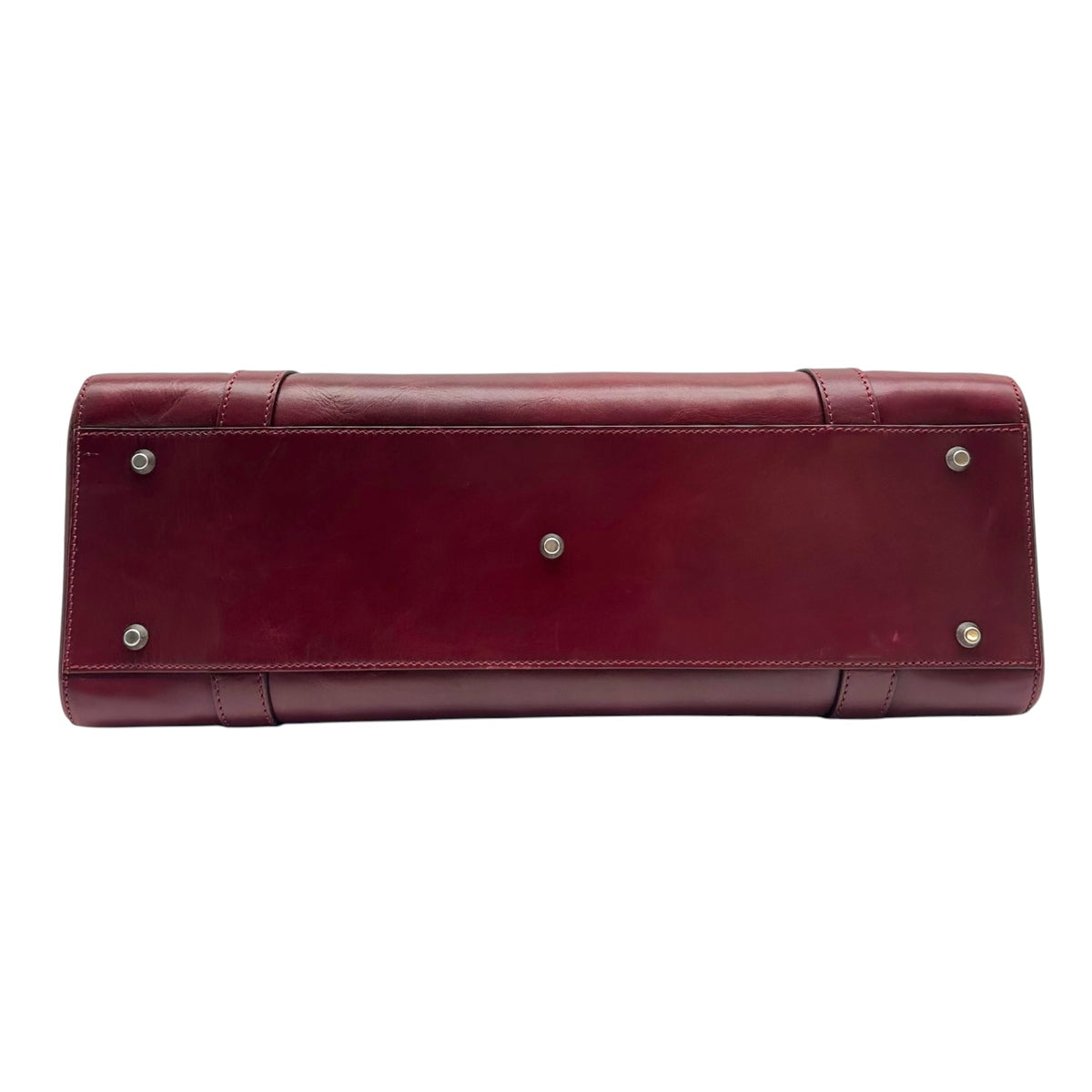 Christian Dior Burgundy Leather Shoulder Bag with Silver Hardware