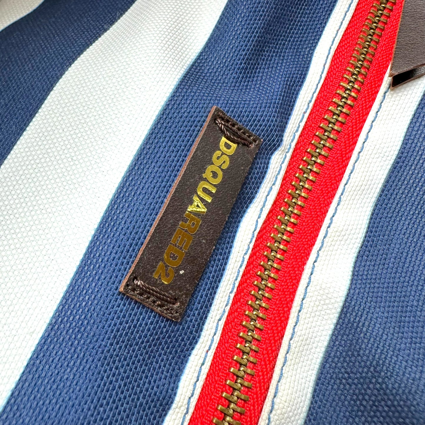 Dsquared2 Blue & White Striped Logo Beach Tote Bag