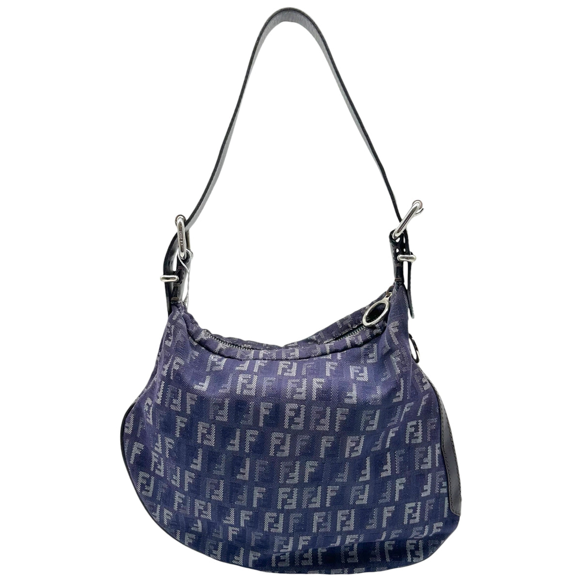 Fendi Medium Oyster Shoulder Bag Indigo Denim Monogram