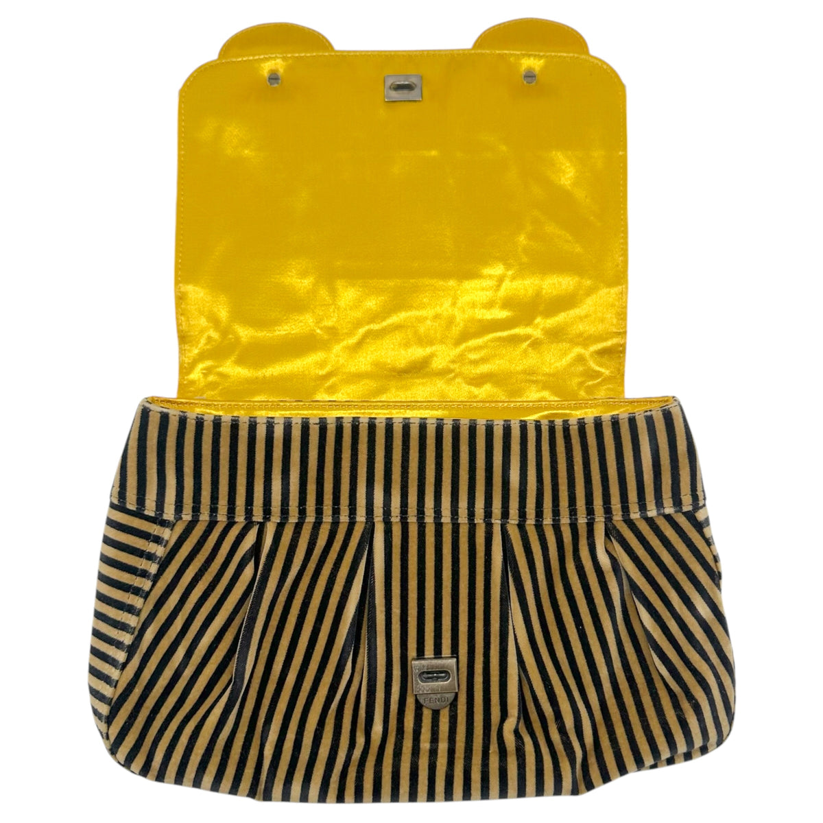 Fendi B Bag Tan Black Striped Velvet Zebra Ponyhair