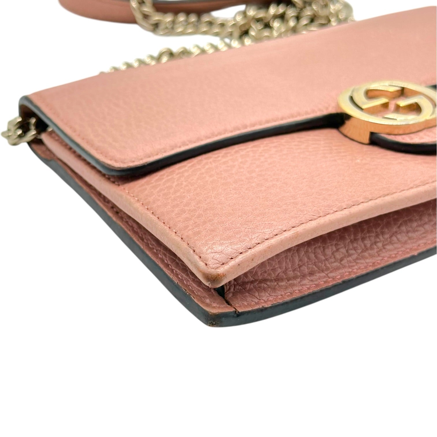 Gucci Crossbody Wallet-on-Chain Bag Blush Pink Leather