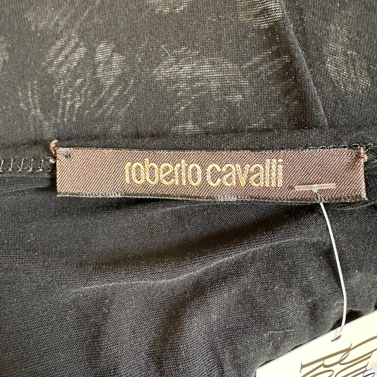 Roberto Cavalli Black & Gray Feather Print Lace Up Blouse Top