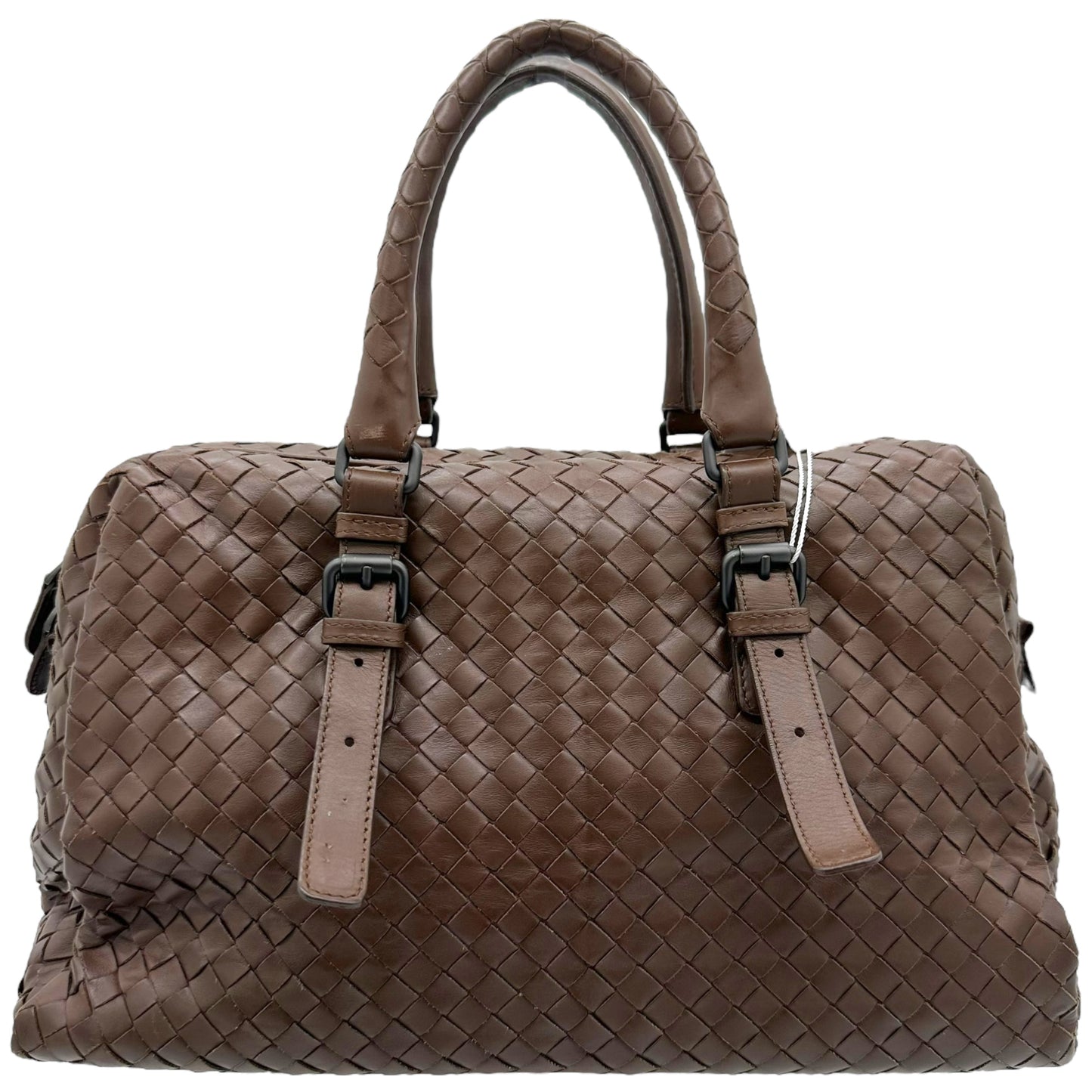 Bottega Veneta Brown Intrecciato Woven Leather Boston Bag