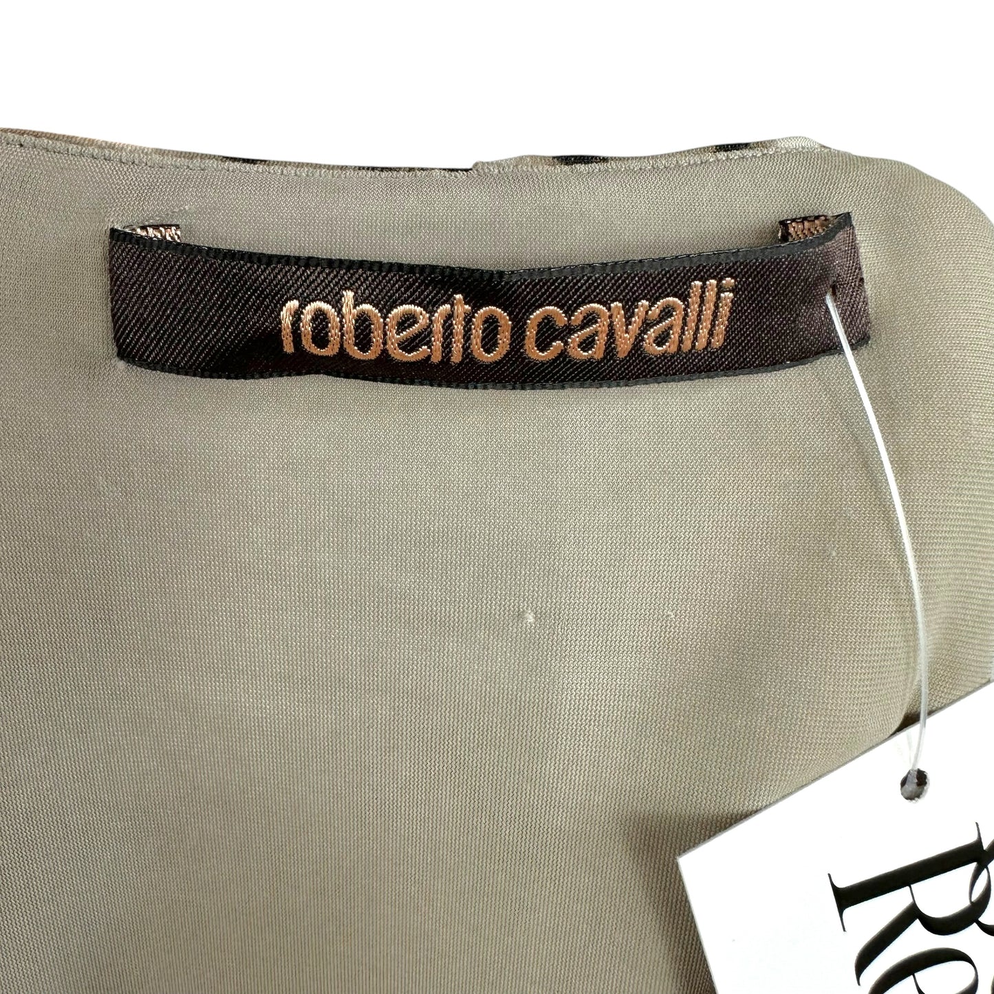 Roberto Cavalli Gray & Black Leopard Print Midi Dress