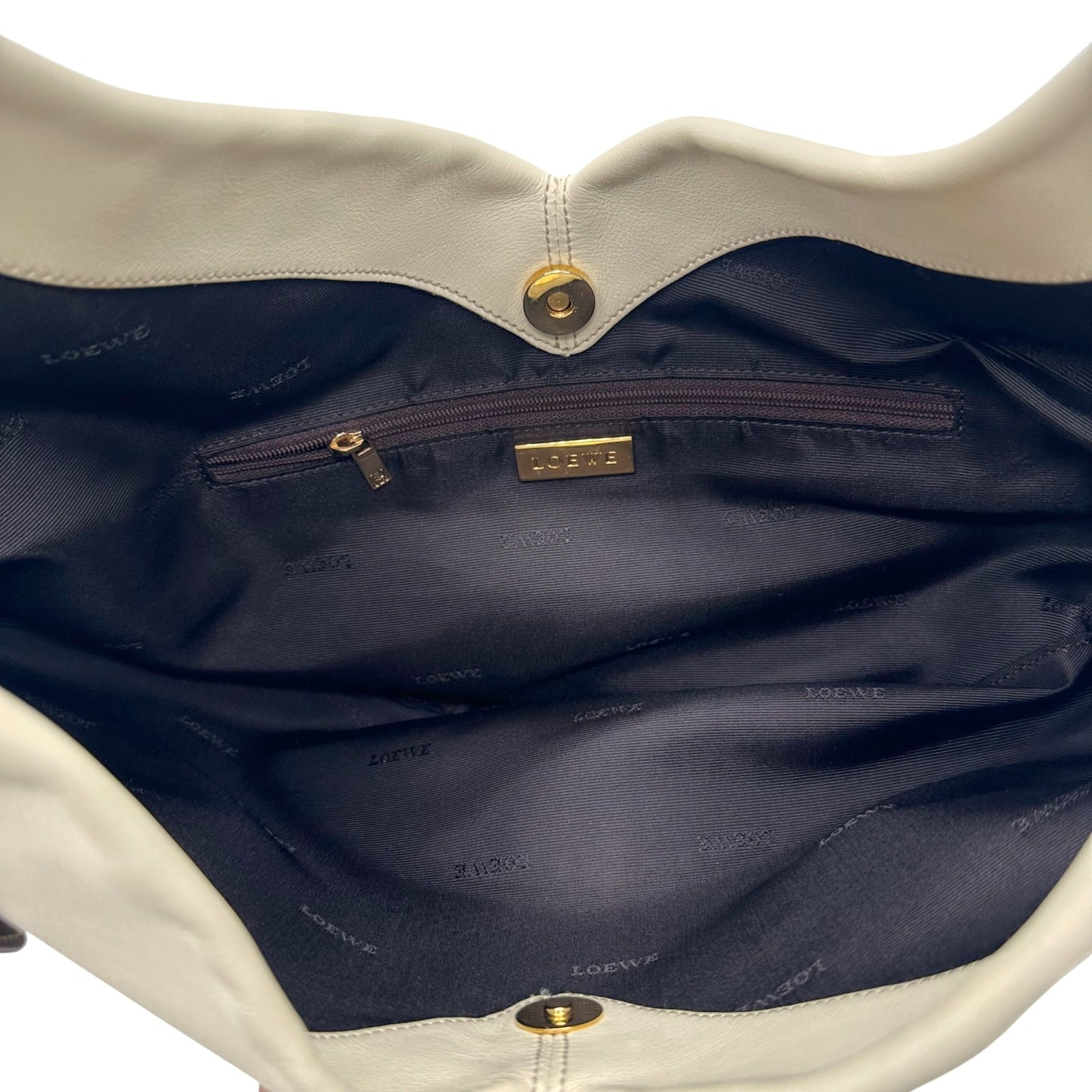 Loewe Ivory Leather Pierced Hobo Bag