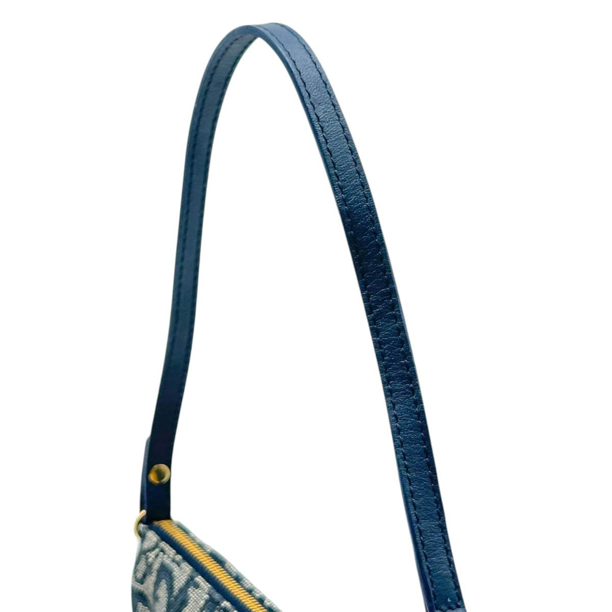 Christian Dior Mini Saddle Pochette Bag Navy Blue Trotter