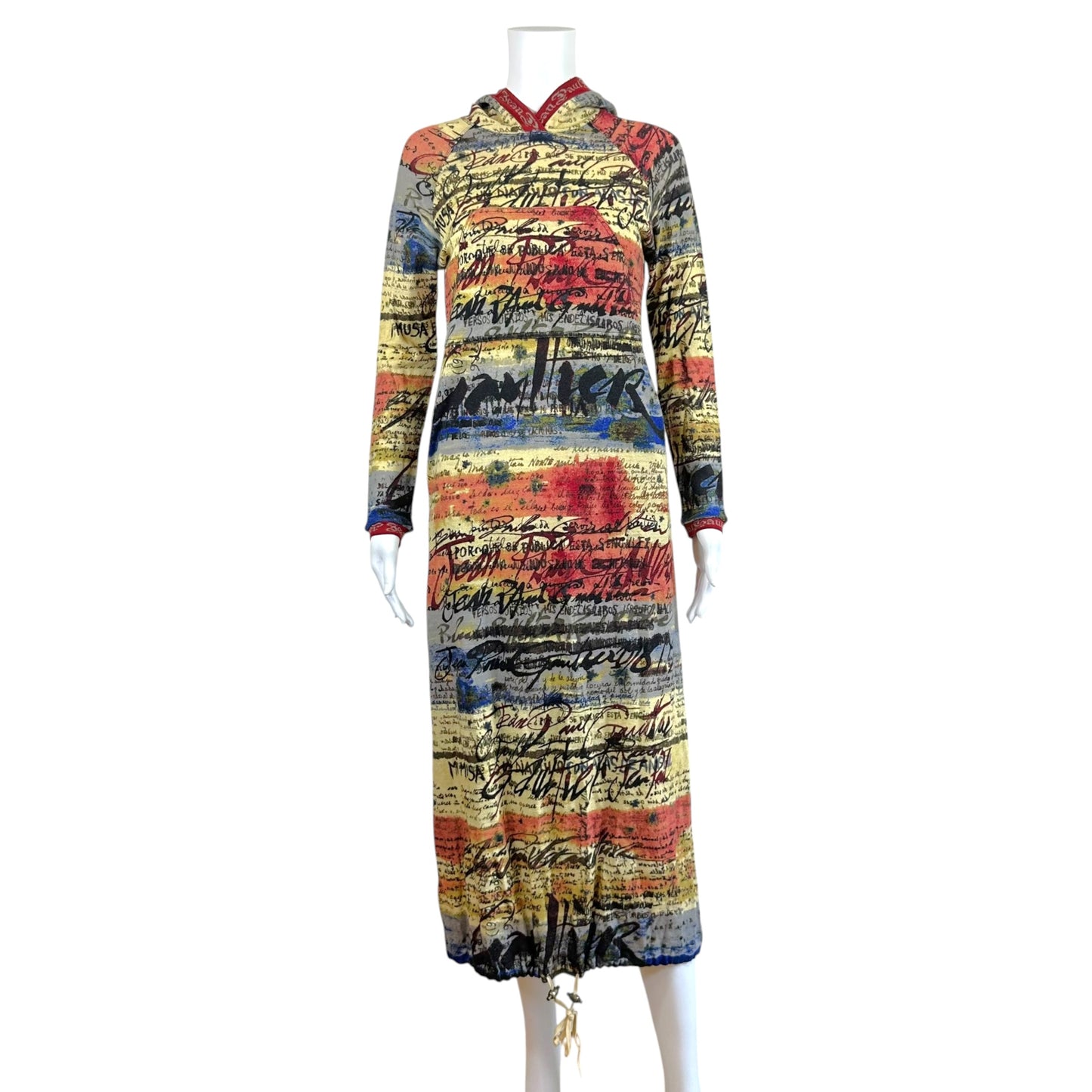 Jean Paul Gaultier Multicolor Logo Knit Hooded Maxi Dress