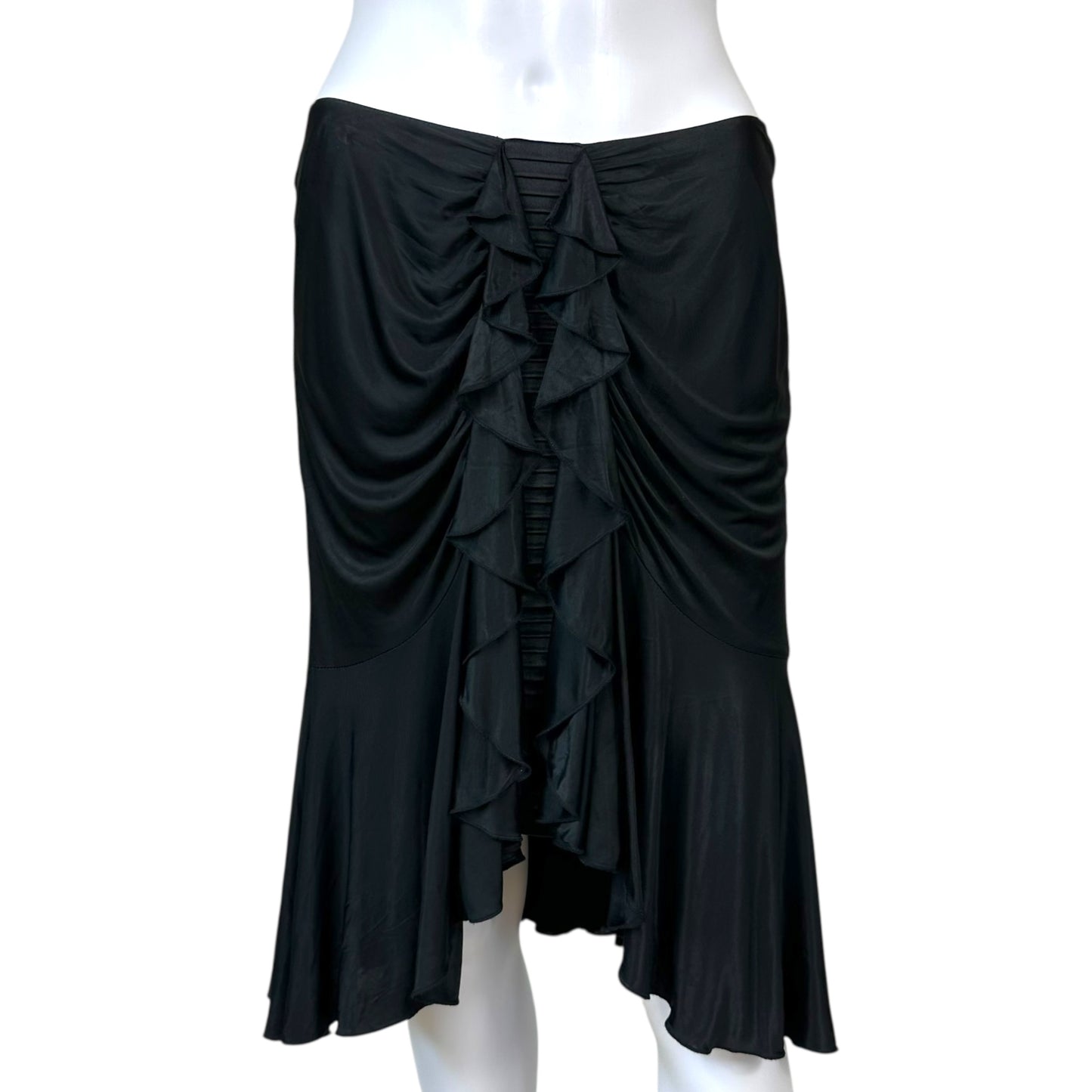 Versace Black Silk Knit Midi Skirt