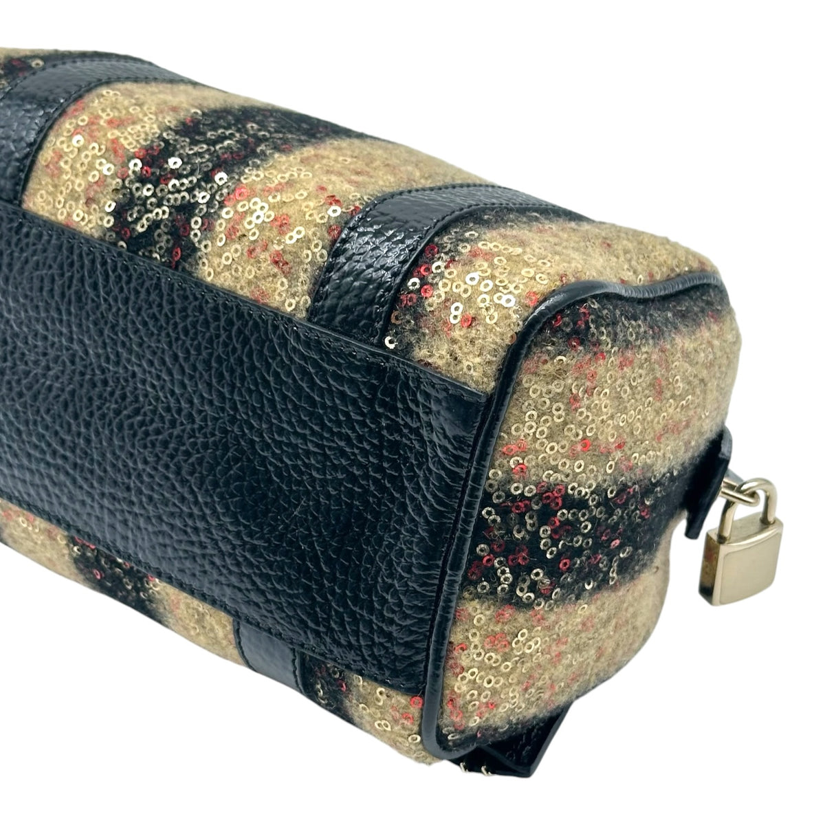 Fendi Striped & Sequin Mini Boston Handbag