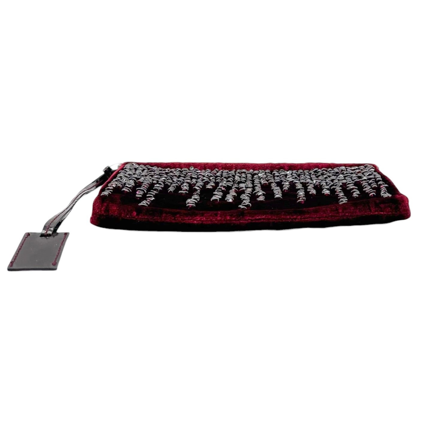 Gucci Velvet Beaded Clutch Bag Burgundy 1990s Vintage