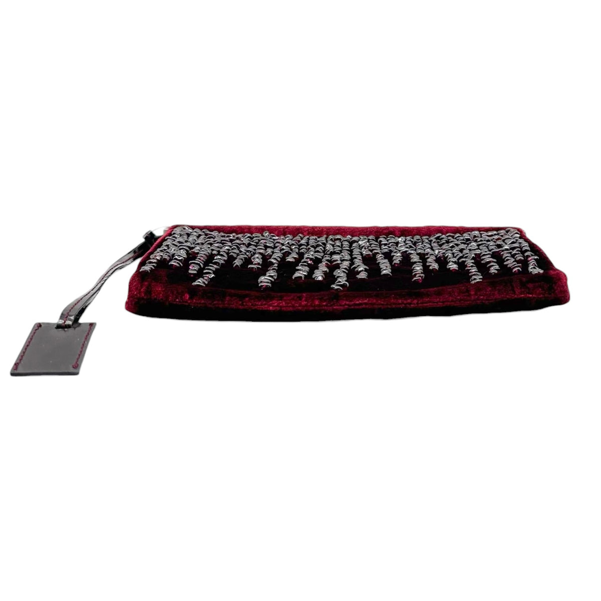 Gucci Velvet Beaded Clutch Bag Burgundy 1990s Vintage