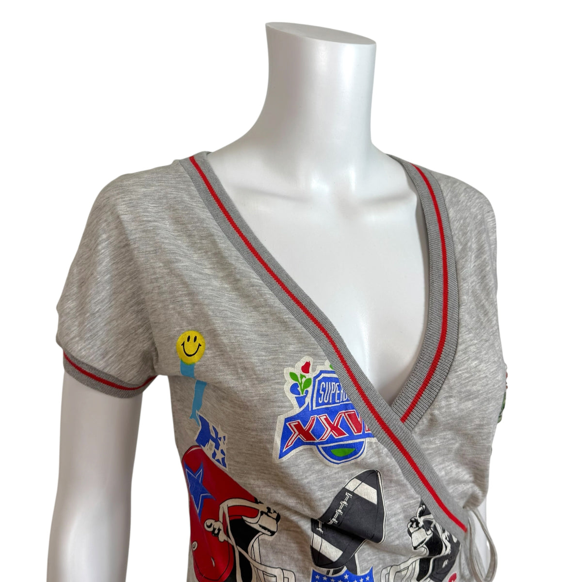 D&G Dolce & Gabbana F/W 2001 'NFL' Beaded Graphic Wrap T-Shirt