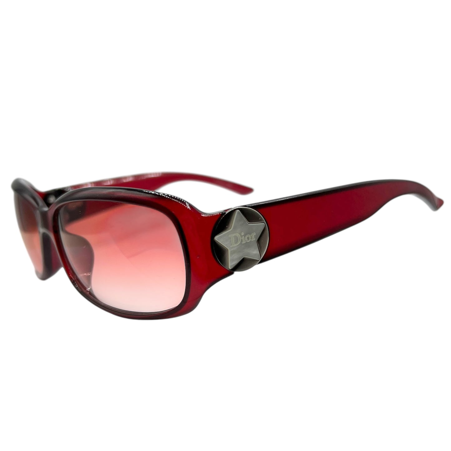 Christian Dior DiorStarShineRed Star Logo Arm Rectangle Sunglasses w/ Case