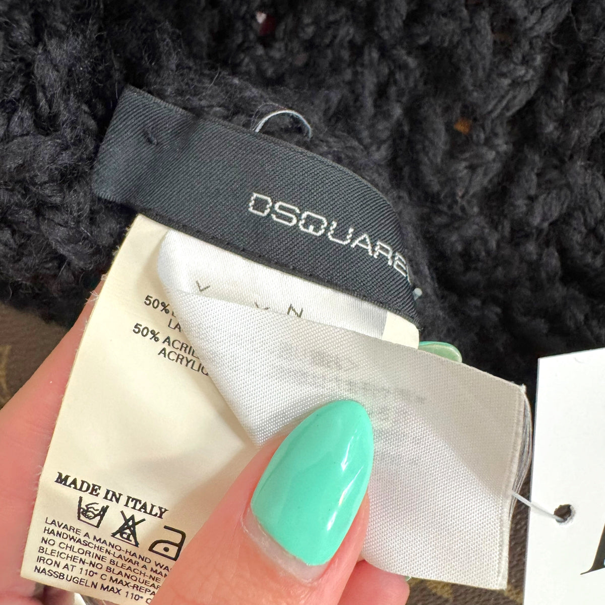 Dsquared2 Black Knit Maple Leaf Logo Patch Beanie Hat