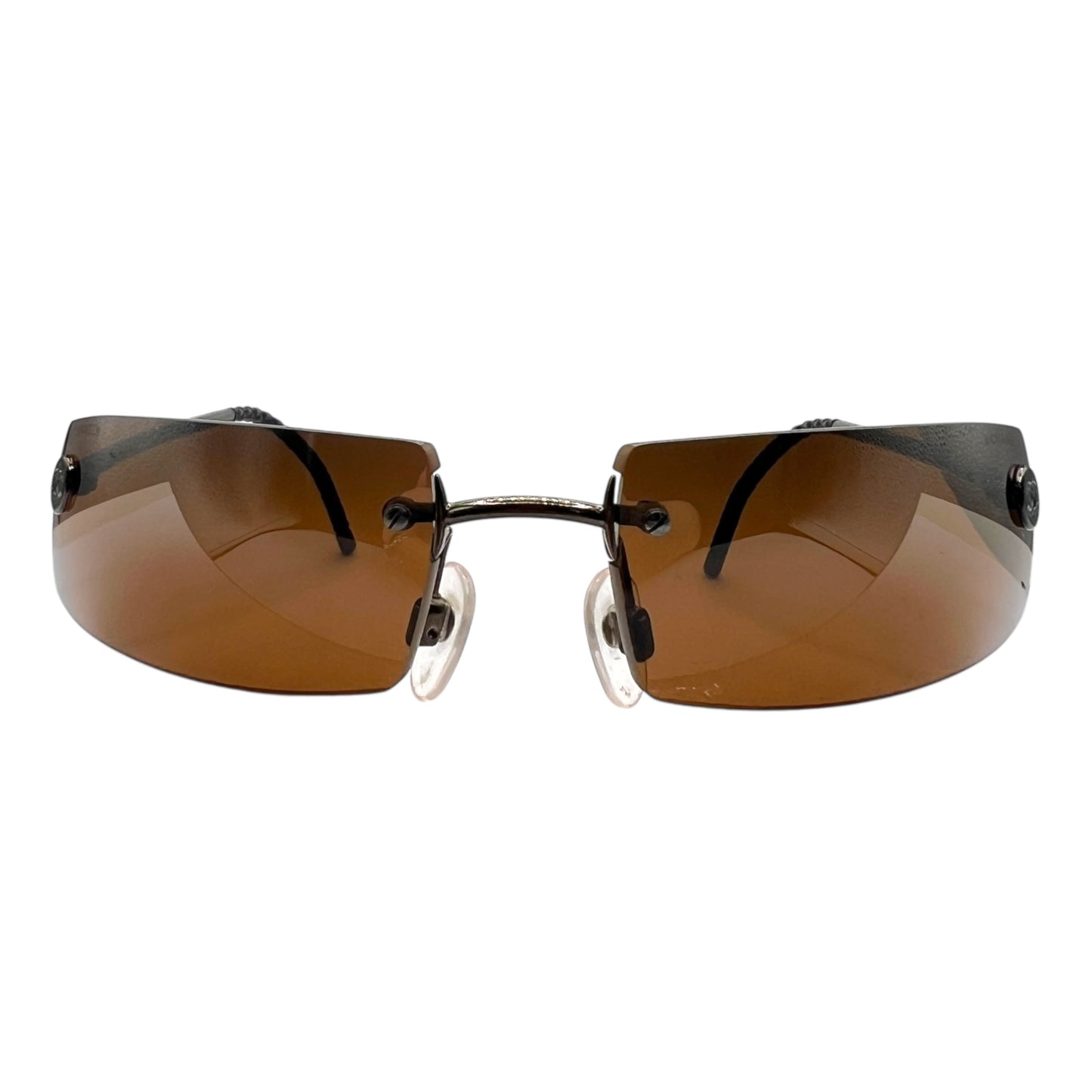 Chanel 4047 Brown Rimless Rectangle Sunglasses