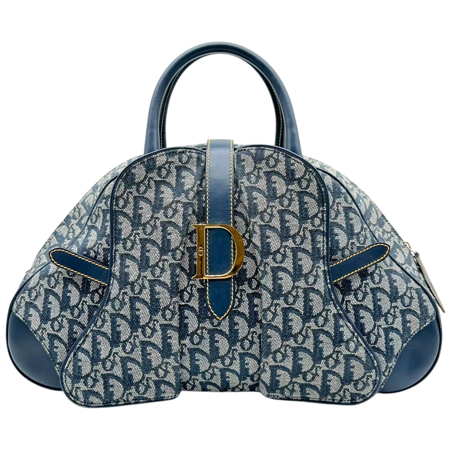 Christian Dior Bowler Bag Navy Blue Trotter Monogram