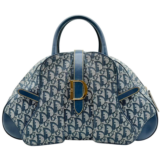 Christian Dior Bowler Bag Navy Blue Trotter Monogram