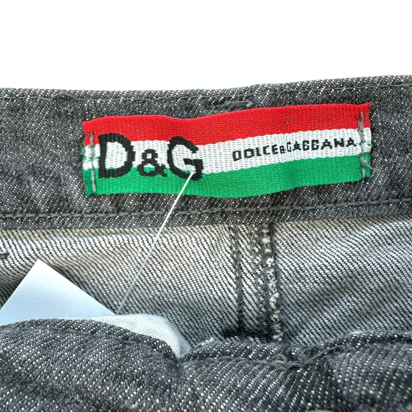 D&G Dolce & Gabbana Gray Denim Belted Mini Skirt