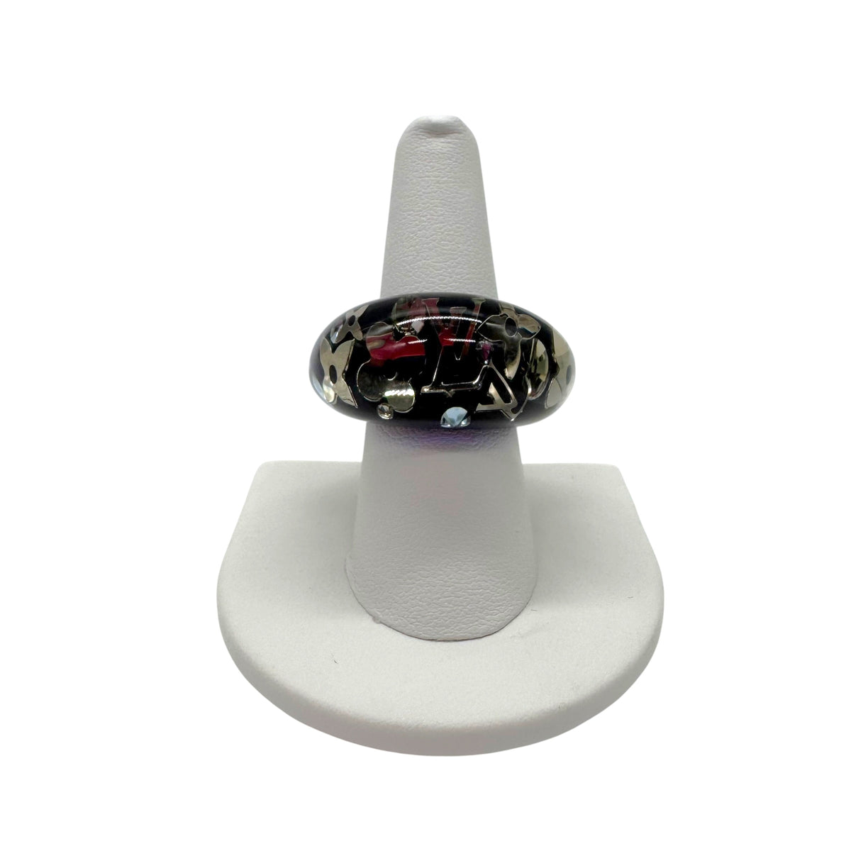 Louis Vuitton Monogram Inclusion Ring Navy Blue Clear Resin